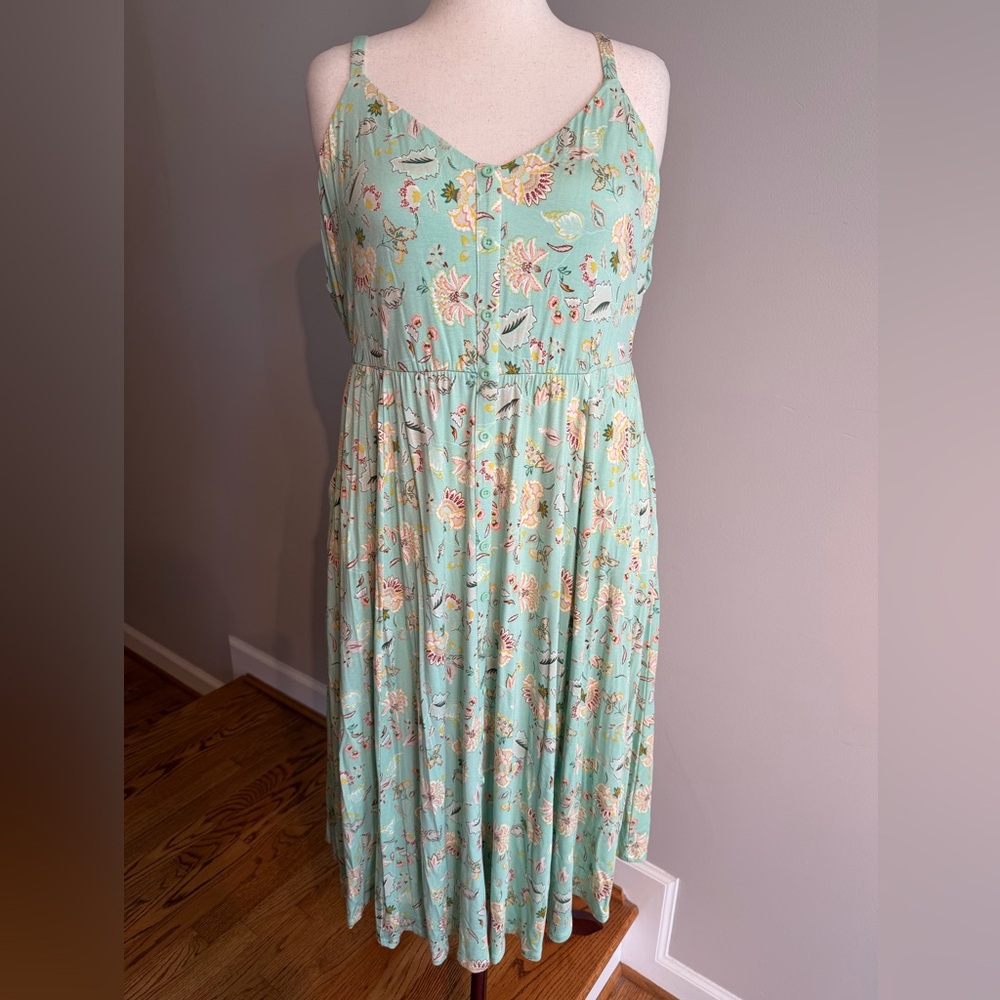 NWT Torrid Mint Floral Supersoft Button-Front Dress - Torrid Size 3 (22-24, 3X)